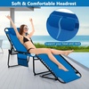 image:imageGiantex Patio Lounge Chairs for Outside  Folding Tanning Chair wHeadrest 4 Adjustable Positions Side Pocket Outdoor Chaise Lounge for Camping Pool Sunbathing Beach Chair PinkNavy