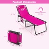 image:imageGiantex Patio Lounge Chairs for Outside  Folding Tanning Chair wHeadrest 4 Adjustable Positions Side Pocket Outdoor Chaise Lounge for Camping Pool Sunbathing Beach Chair PinkPink