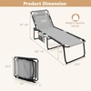 image:imageGiantex Patio Lounge Chairs for Outside  Folding Tanning Chair wHeadrest 4 Adjustable Positions Side Pocket Outdoor Chaise Lounge for Camping Pool Sunbathing Beach Chair PinkGrey