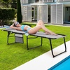 image:imageGiantex Patio Lounge Chairs for Outside  Folding Tanning Chair wHeadrest 4 Adjustable Positions Side Pocket Outdoor Chaise Lounge for Camping Pool Sunbathing Beach Chair PinkGrey