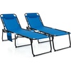 image:imageGiantex Patio Lounge Chairs for Outside  Folding Tanning Chair wHeadrest 4 Adjustable Positions Side Pocket Outdoor Chaise Lounge for Camping Pool Sunbathing Beach Chair PinkNavy