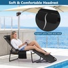image:imageGiantex Patio Lounge Chairs for Outside  Folding Tanning Chair wHeadrest 4 Adjustable Positions Side Pocket Outdoor Chaise Lounge for Camping Pool Sunbathing Beach Chair PinkBlack