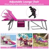 image:imageGiantex Patio Lounge Chairs for Outside  Folding Tanning Chair wHeadrest 4 Adjustable Positions Side Pocket Outdoor Chaise Lounge for Camping Pool Sunbathing Beach Chair PinkPink