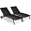 image:imageGiantex Patio Lounge Chairs for Pool Area Outdoor Chaise Lounger with 6 Adjustable Position Smooth Wheels and QuickDrying Fabric Lawn Recliner for Backyard Garden Sunbathing Chair 1 GrayBlack