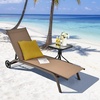 image:imageGiantex Patio Lounge Chairs for Pool Area Outdoor Chaise Lounger with 6 Adjustable Position Smooth Wheels and QuickDrying Fabric Lawn Recliner for Backyard Garden Sunbathing Chair 1 GrayBrown