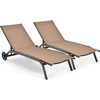image:imageGiantex Patio Lounge Chairs for Pool Area Outdoor Chaise Lounger with 6 Adjustable Position Smooth Wheels and QuickDrying Fabric Lawn Recliner for Backyard Garden Sunbathing Chair 1 GrayBrown