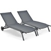 image:imageGiantex Patio Lounge Chairs for Pool Area Outdoor Chaise Lounger with 6 Adjustable Position Smooth Wheels and QuickDrying Fabric Lawn Recliner for Backyard Garden Sunbathing Chair 1 GrayGrey