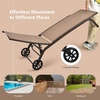 image:imageGiantex Patio Lounge Chairs for Pool Area Outdoor Chaise Lounger with 6 Adjustable Position Smooth Wheels and QuickDrying Fabric Lawn Recliner for Backyard Garden Sunbathing Chair 1 GrayBrown