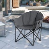 image:imageGiantex Portable Camping Chair Outdoor Folding Moon Saucer Chair for Lawn with Soft Padded Seat Cup Holder and Carry BagGrey