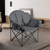 image:imageGiantex Portable Camping Chair Outdoor Folding Moon Saucer Chair for Lawn with Soft Padded Seat Cup Holder and Carry BagGrey