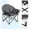 image:imageGiantex Portable Camping Chair Outdoor Folding Moon Saucer Chair for Lawn with Soft Padded Seat Cup Holder and Carry BagGrey