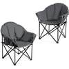 image:imageGiantex Portable Camping Chair Outdoor Folding Moon Saucer Chair for Lawn with Soft Padded Seat Cup Holder and Carry BagGrey