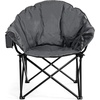 image:imageGiantex Portable Camping Chair Outdoor Folding Moon Saucer Chair for Lawn with Soft Padded Seat Cup Holder and Carry BagGrey