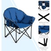 image:imageGiantex Portable Camping Chair Outdoor Folding Moon Saucer Chair for Lawn with Soft Padded Seat Cup Holder and Carry BagNavy