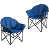 image:imageGiantex Portable Camping Chair Outdoor Folding Moon Saucer Chair for Lawn with Soft Padded Seat Cup Holder and Carry BagNavy