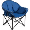 image:imageGiantex Portable Camping Chair Outdoor Folding Moon Saucer Chair for Lawn with Soft Padded Seat Cup Holder and Carry BagNavy