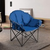 image:imageGiantex Portable Camping Chair Outdoor Folding Moon Saucer Chair for Lawn with Soft Padded Seat Cup Holder and Carry BagNavy