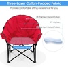 image:imageGiantex Portable Camping Chair Outdoor Folding Moon Saucer Chair for Lawn with Soft Padded Seat Cup Holder and Carry BagRed
