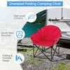 image:imageGiantex Portable Camping Chair Outdoor Folding Moon Saucer Chair for Lawn with Soft Padded Seat Cup Holder and Carry BagRed