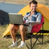 image:imageGiantex Portable Camping Chair Outdoor Folding Moon Saucer Chair for Lawn with Soft Padded Seat Cup Holder and Carry BagRed
