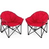 image:imageGiantex Portable Camping Chair Outdoor Folding Moon Saucer Chair for Lawn with Soft Padded Seat Cup Holder and Carry BagRed