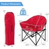 image:imageGiantex Portable Camping Chair Outdoor Folding Moon Saucer Chair for Lawn with Soft Padded Seat Cup Holder and Carry BagRed