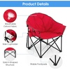 image:imageGiantex Portable Camping Chair Outdoor Folding Moon Saucer Chair for Lawn with Soft Padded Seat Cup Holder and Carry BagRed