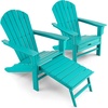 image:imageGiantex Set of 2 Adirondack Chair Weather Resistant HDPE Outdoor Fire Pit Chairs WRetractable Ottoman 330LBS Weight Capacity for Backyard Poolside Garden Lawn Patio Lounge Chair 2 CoffeeTurquoise