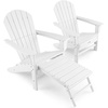 image:imageGiantex Set of 2 Adirondack Chair Weather Resistant HDPE Outdoor Fire Pit Chairs WRetractable Ottoman 330LBS Weight Capacity for Backyard Poolside Garden Lawn Patio Lounge Chair 2 CoffeeWhite