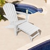 image:imageGiantex Set of 2 Adirondack Chair Weather Resistant HDPE Outdoor Fire Pit Chairs WRetractable Ottoman 330LBS Weight Capacity for Backyard Poolside Garden Lawn Patio Lounge Chair 2 CoffeeWhite