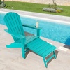 image:imageGiantex Set of 2 Adirondack Chair Weather Resistant HDPE Outdoor Fire Pit Chairs WRetractable Ottoman 330LBS Weight Capacity for Backyard Poolside Garden Lawn Patio Lounge Chair 2 CoffeeTurquoise