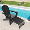 image:imageGiantex Set of 2 Adirondack Chair Weather Resistant HDPE Outdoor Fire Pit Chairs WRetractable Ottoman 330LBS Weight Capacity for Backyard Poolside Garden Lawn Patio Lounge Chair 2 CoffeeBlack