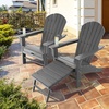 image:imageGiantex Set of 2 Adirondack Chair Weather Resistant HDPE Outdoor Fire Pit Chairs WRetractable Ottoman 330LBS Weight Capacity for Backyard Poolside Garden Lawn Patio Lounge Chair 2 CoffeeGrey