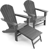 image:imageGiantex Set of 2 Adirondack Chair Weather Resistant HDPE Outdoor Fire Pit Chairs WRetractable Ottoman 330LBS Weight Capacity for Backyard Poolside Garden Lawn Patio Lounge Chair 2 CoffeeGrey