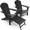 image:imageGiantex Set of 2 Adirondack Chair Weather Resistant HDPE Outdoor Fire Pit Chairs WRetractable Ottoman 330LBS Weight Capacity for Backyard Poolside Garden Lawn Patio Lounge Chair 2 CoffeeBlack