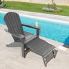 image:imageGiantex Set of 2 Adirondack Chair Weather Resistant HDPE Outdoor Fire Pit Chairs WRetractable Ottoman 330LBS Weight Capacity for Backyard Poolside Garden Lawn Patio Lounge Chair 2 CoffeeGrey