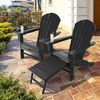 image:imageGiantex Set of 2 Adirondack Chair Weather Resistant HDPE Outdoor Fire Pit Chairs WRetractable Ottoman 330LBS Weight Capacity for Backyard Poolside Garden Lawn Patio Lounge Chair 2 CoffeeBlack