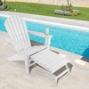 image:imageGiantex Set of 2 Adirondack Chair Weather Resistant HDPE Outdoor Fire Pit Chairs WRetractable Ottoman 330LBS Weight Capacity for Backyard Poolside Garden Lawn Patio Lounge Chair 2 CoffeeWhite