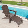 image:imageGiantex Set of 2 Adirondack Chair Weather Resistant HDPE Outdoor Fire Pit Chairs WRetractable Ottoman 330LBS Weight Capacity for Backyard Poolside Garden Lawn Patio Lounge Chair 2 CoffeeCoffee