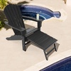 image:imageGiantex Set of 2 Adirondack Chair Weather Resistant HDPE Outdoor Fire Pit Chairs WRetractable Ottoman 330LBS Weight Capacity for Backyard Poolside Garden Lawn Patio Lounge Chair 2 CoffeeBlack