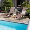 image:imageGiantex Set of 2 Outdoor Chaise Lounge Chair Patio Stackable Folding Lounger with 5Level Adjustable Backrest Steel Frame Outside Recliner for Poolside Backyard Sunbathing Chair 2 BrownBrown