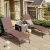 image:imageGiantex Set of 2 Outdoor Chaise Lounge Chair Patio Stackable Folding Lounger with 5Level Adjustable Backrest Steel Frame Outside Recliner for Poolside Backyard Sunbathing Chair 2 BrownBrown