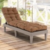 image:imageGiantex Set of 4 Lounge Chair Cushion Outdoor Padded Cushion with String Ties Patio Recliner Chaise Lounge Pads Replacement for Garden Poolside 73X22X4 Inch Thick Indoor Floor Cushion GreyBrown