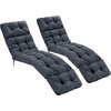 image:imageGiantex Set of 4 Lounge Chair Cushion Outdoor Padded Cushion with String Ties Patio Recliner Chaise Lounge Pads Replacement for Garden Poolside 73X22X4 Inch Thick Indoor Floor Cushion GreyGrey