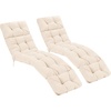 image:imageGiantex Set of 4 Lounge Chair Cushion Outdoor Padded Cushion with String Ties Patio Recliner Chaise Lounge Pads Replacement for Garden Poolside 73X22X4 Inch Thick Indoor Floor Cushion GreyBeige