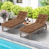 image:imageGiantex Set of 4 Lounge Chair Cushion Outdoor Padded Cushion with String Ties Patio Recliner Chaise Lounge Pads Replacement for Garden Poolside 73X22X4 Inch Thick Indoor Floor Cushion GreyBrown