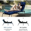 image:imageGiantex Set of 4 Lounge Chair Cushion Outdoor Padded Cushion with String Ties Patio Recliner Chaise Lounge Pads Replacement for Garden Poolside 73X22X4 Inch Thick Indoor Floor Cushion GreyNavy