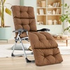 image:imageGiantex Set of 4 Lounge Chair Cushion Outdoor Padded Cushion with String Ties Patio Recliner Chaise Lounge Pads Replacement for Garden Poolside 73X22X4 Inch Thick Indoor Floor Cushion GreyBrown