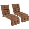 image:imageGiantex Set of 4 Lounge Chair Cushion Outdoor Padded Cushion with String Ties Patio Recliner Chaise Lounge Pads Replacement for Garden Poolside 73X22X4 Inch Thick Indoor Floor Cushion GreyBrown