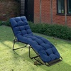 image:imageGiantex Set of 4 Lounge Chair Cushion Outdoor Padded Cushion with String Ties Patio Recliner Chaise Lounge Pads Replacement for Garden Poolside 73X22X4 Inch Thick Indoor Floor Cushion GreyNavy